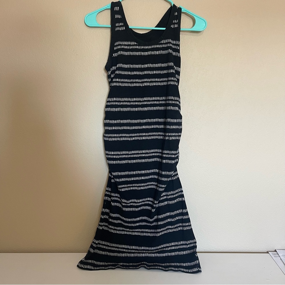Maternity Liz Lange Black and White Striped Maxi Dress